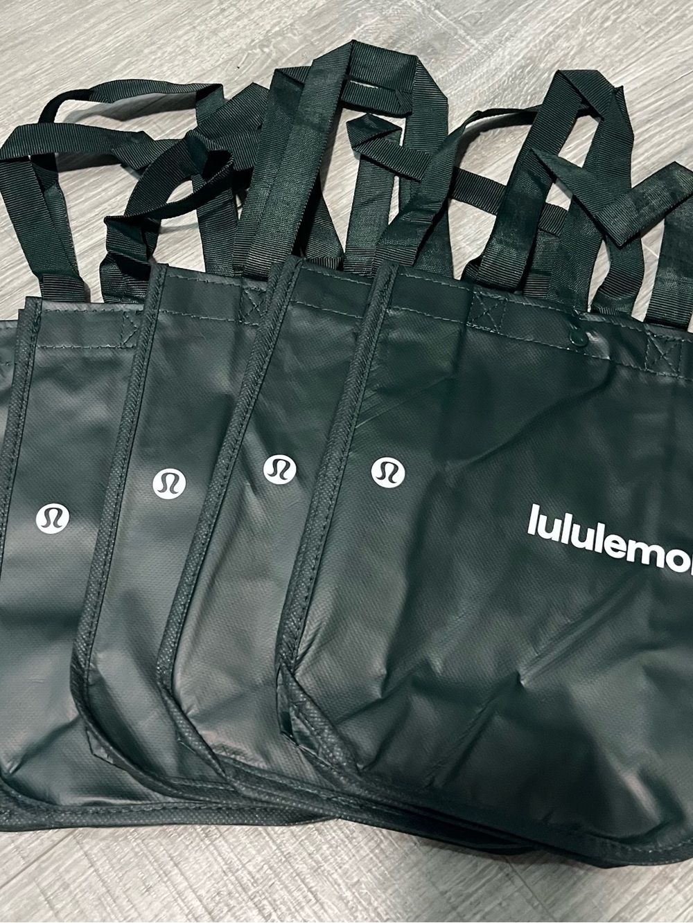 NEW Lululemon Dark Green Logo Tote Bag - Small (Set of 5)